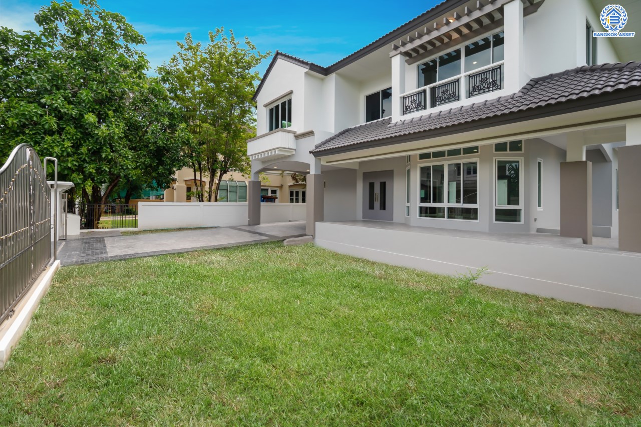 บ้านมือสองตกแต่งใหม่ ม.ราชพฤกษ์ บางบอน4 หลังมุม ตกแต่งหรูหรา เนื้อที่ 102 ตร.ว. ฟังก์ชัน 3 ห้องนอน 3 ห้องน้ำ จอดรถได้ 4 คัน พื้นที่สนามหญ้ากว้างกว่า 106 ตร.ม. บนทำเลศักยภาพ เชื่อมต่อหลายเส้นทาง ใกล้เดอะมอลล์บางแค จุดขึ้นทางด่วน "เพชรเกษม" และรถไฟฟ้าสายสีน้ำเงิน "สถานีหลักสอง"